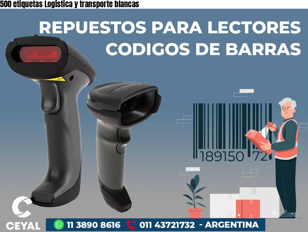 500 etiquetas Logística y transporte blancas