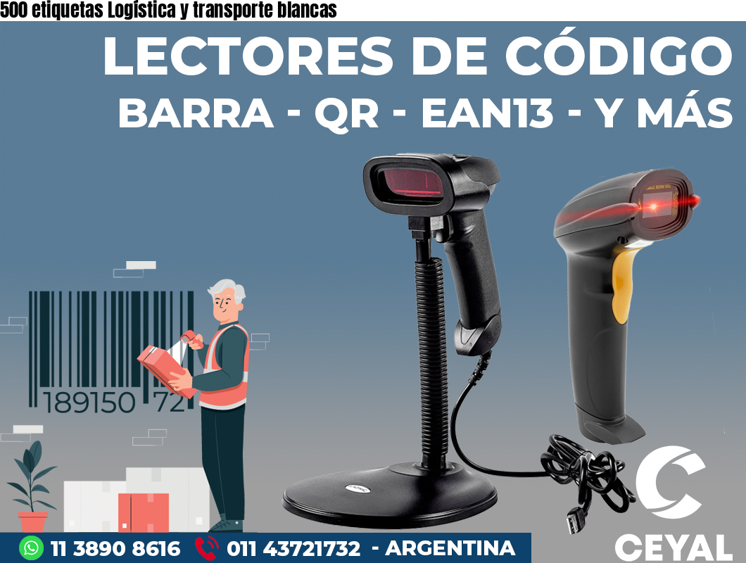 500 etiquetas Logística y transporte blancas