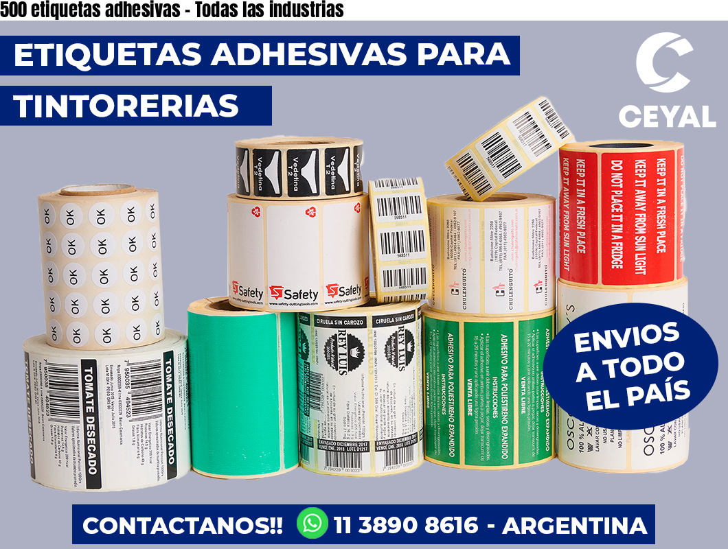 500 etiquetas adhesivas - Todas las industrias