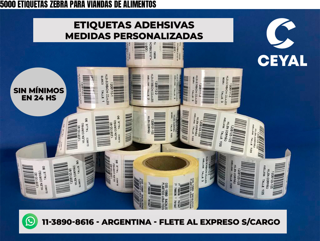 5000 ETIQUETAS ZEBRA PARA VIANDAS DE ALIMENTOS
