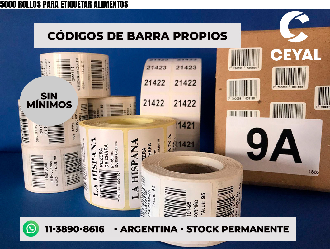 5000 ROLLOS PARA ETIQUETAR ALIMENTOS