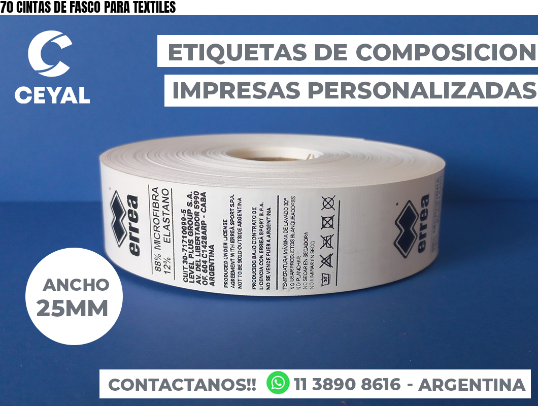 70 CINTAS DE FASCO PARA TEXTILES