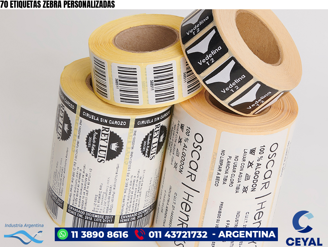 70 ETIQUETAS ZEBRA PERSONALIZADAS