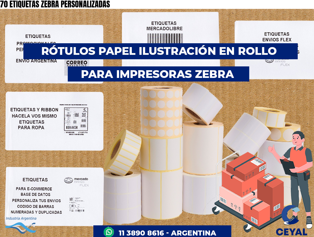 70 ETIQUETAS ZEBRA PERSONALIZADAS