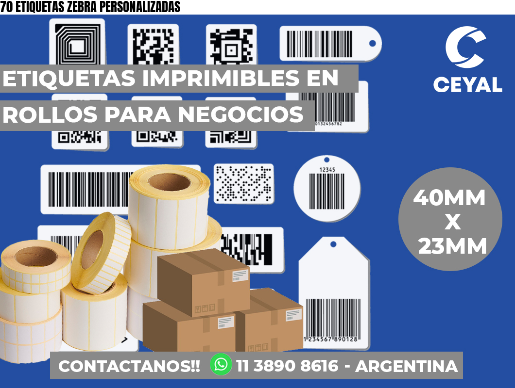 70 ETIQUETAS ZEBRA PERSONALIZADAS