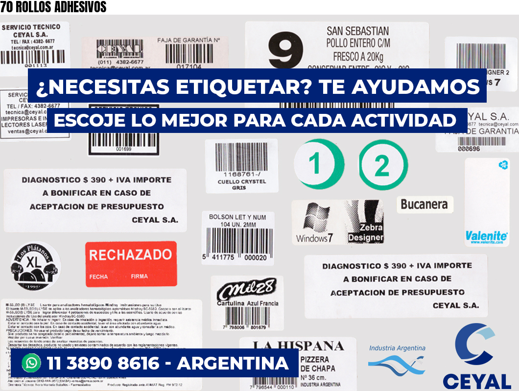 70 ROLLOS ADHESIVOS