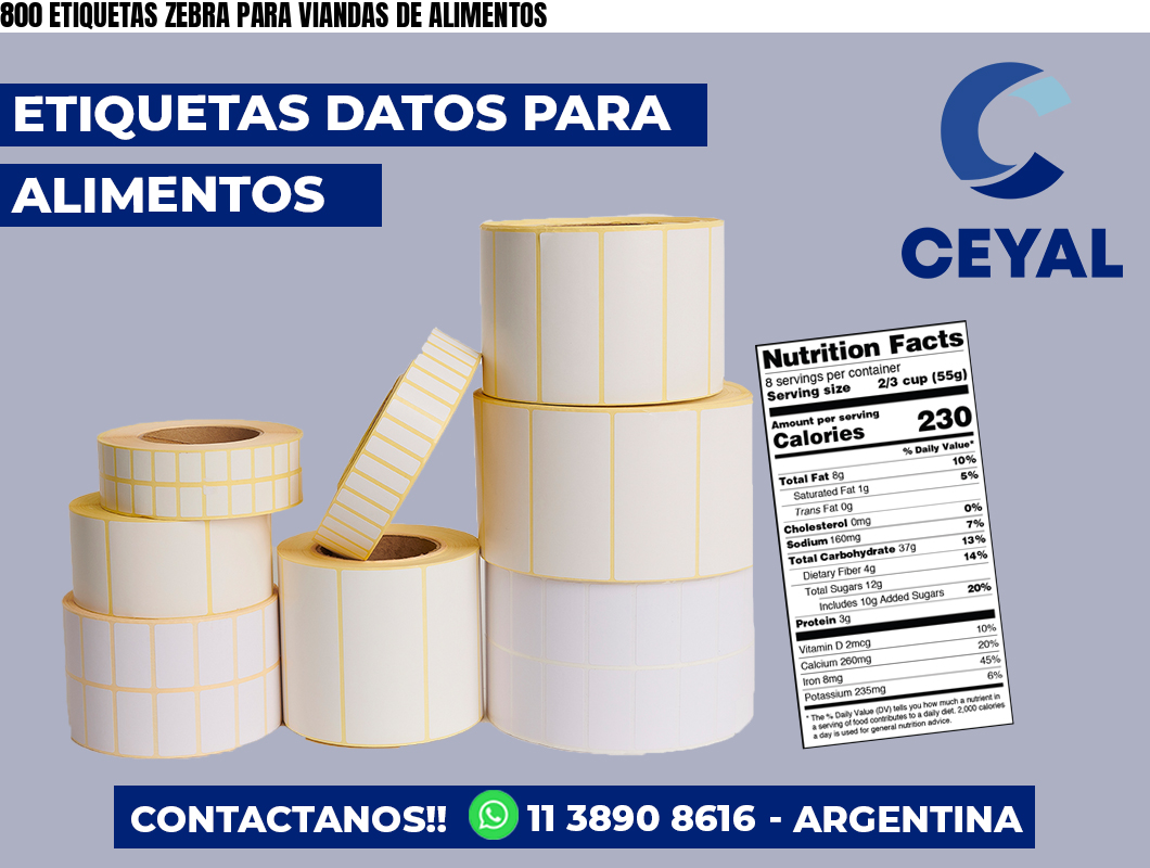 800 ETIQUETAS ZEBRA PARA VIANDAS DE ALIMENTOS