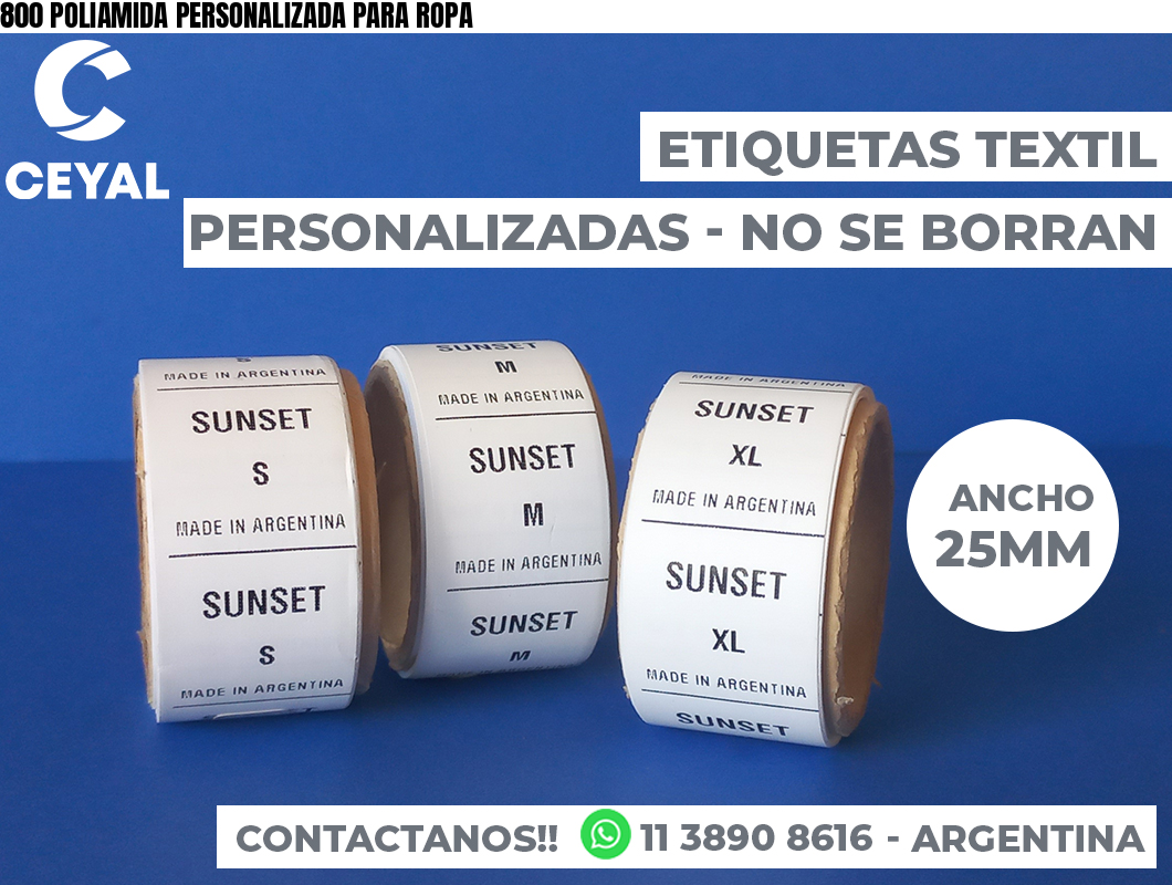 800 POLIAMIDA PERSONALIZADA PARA ROPA