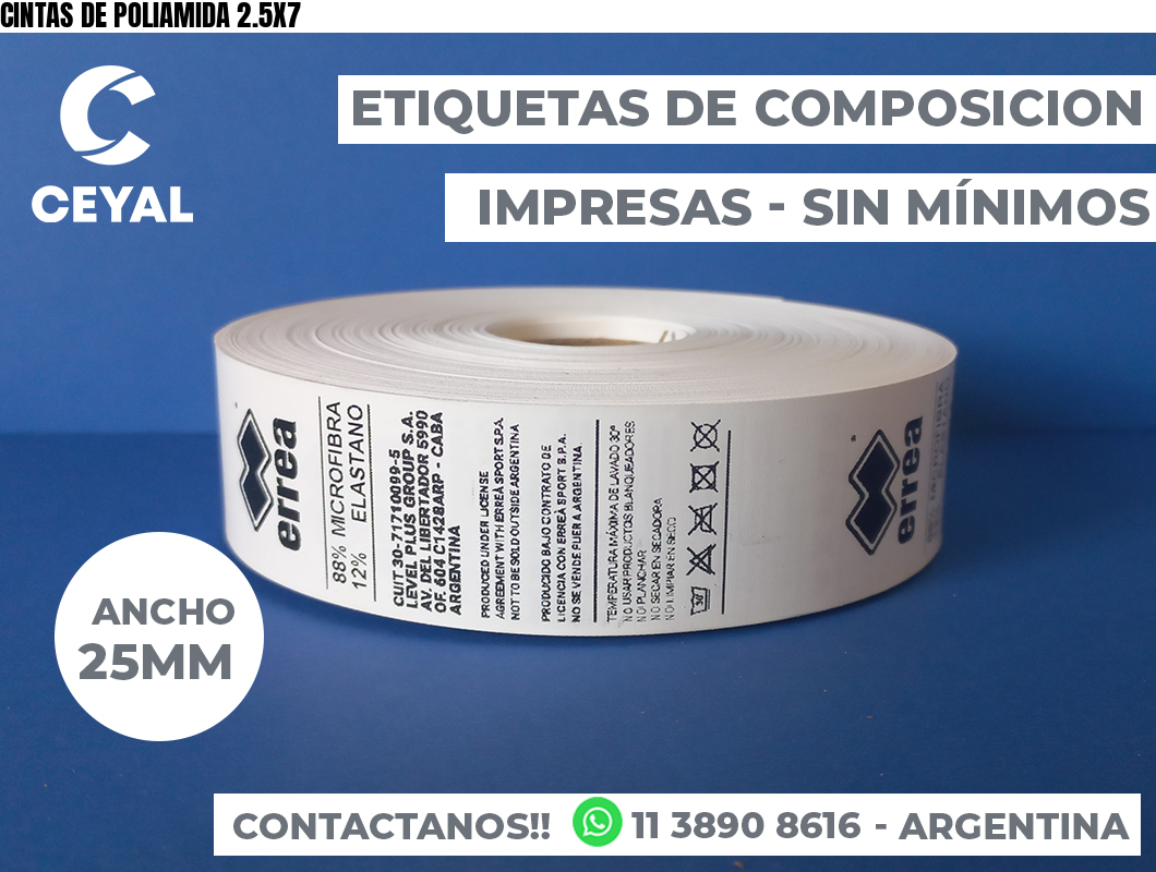 CINTAS DE POLIAMIDA 2.5X7