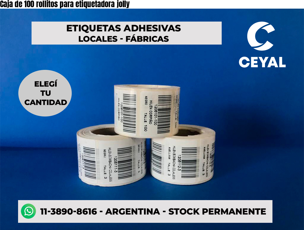 Caja de 100 rollitos para etiquetadora jolly