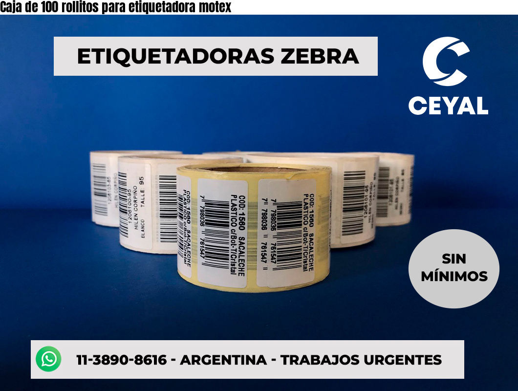 Caja de 100 rollitos para etiquetadora motex