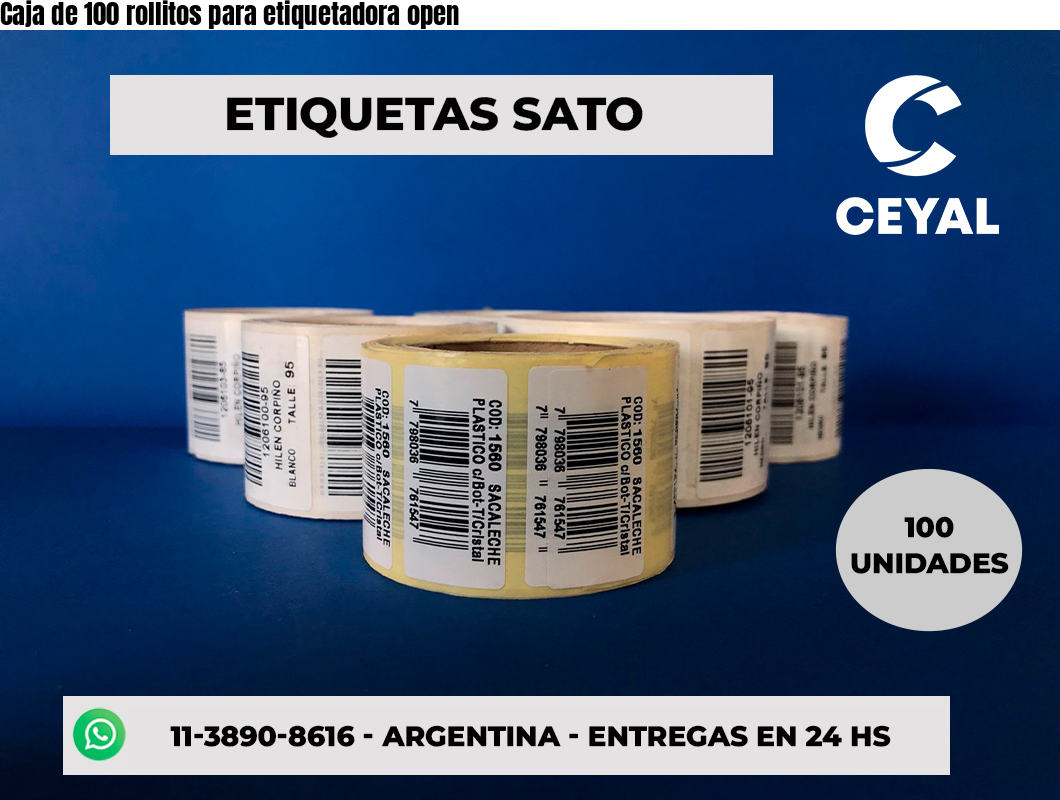 Caja de 100 rollitos para etiquetadora open
