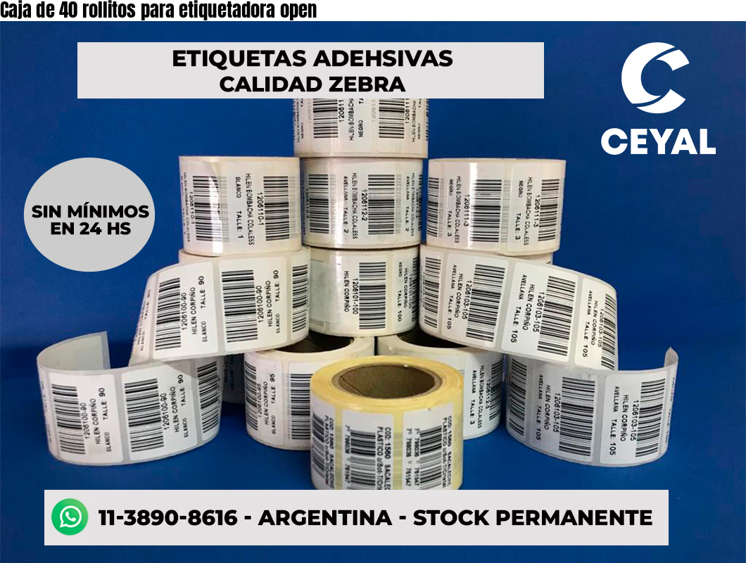 Caja de 40 rollitos para etiquetadora open