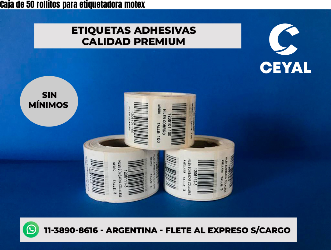 Caja de 50 rollitos para etiquetadora motex