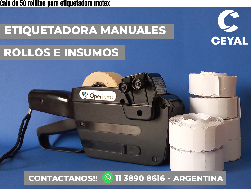 Caja de 50 rollitos para etiquetadora motex