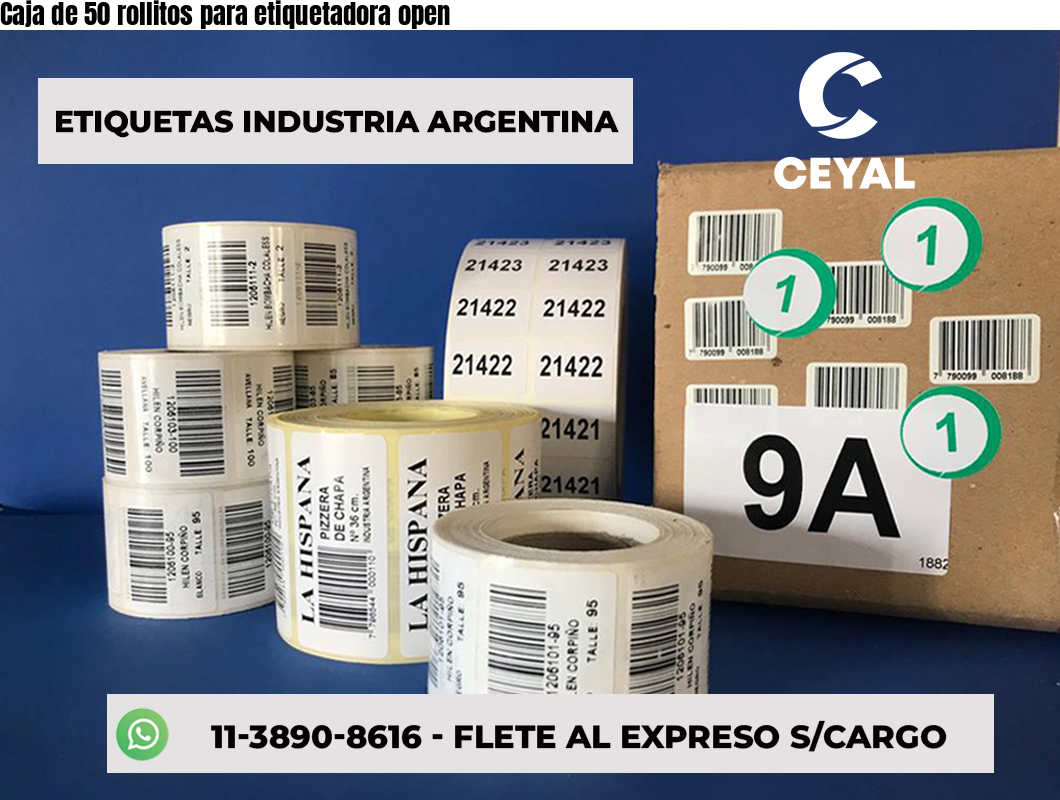 Caja de 50 rollitos para etiquetadora open