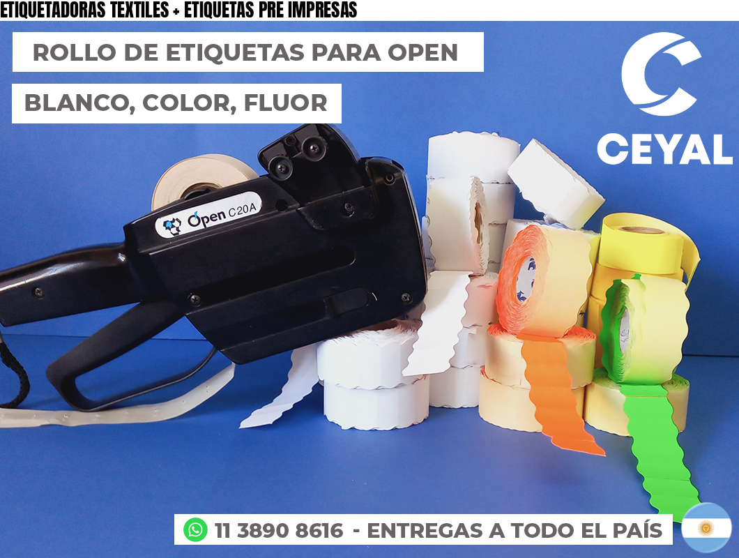 ETIQUETADORAS TEXTILES + ETIQUETAS PRE IMPRESAS