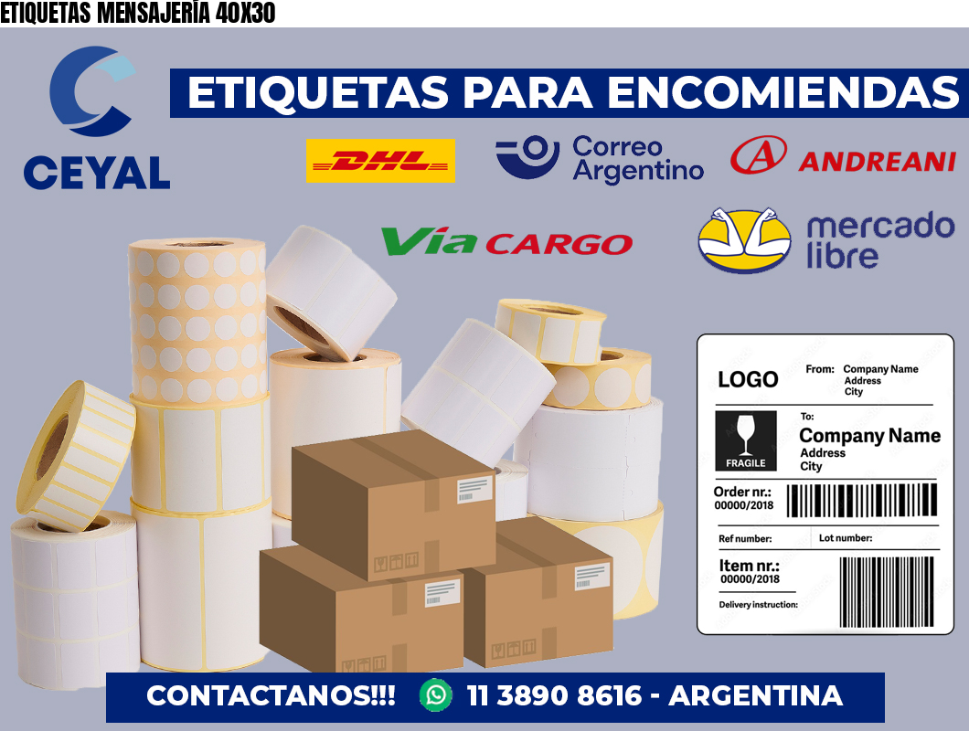 ETIQUETAS MENSAJERÍA 40X30