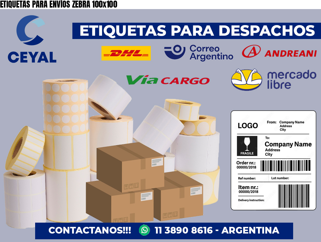 ETIQUETAS PARA ENVÍOS ZEBRA 100×100