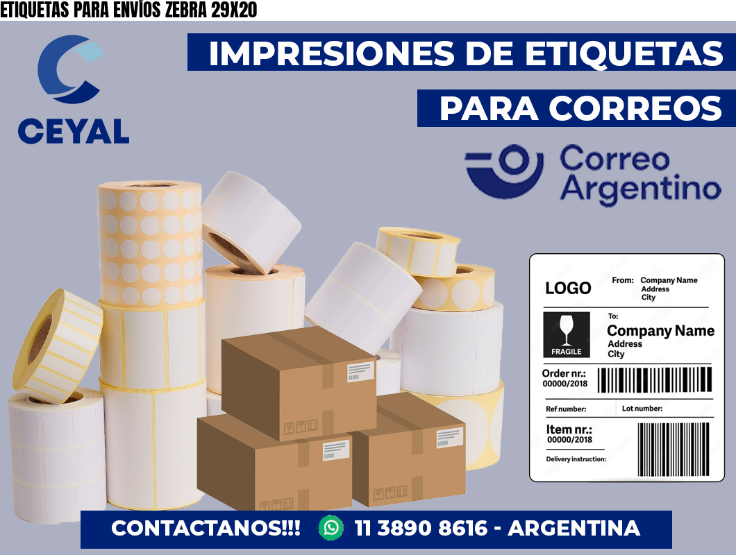 ETIQUETAS PARA ENVÍOS ZEBRA 29X20