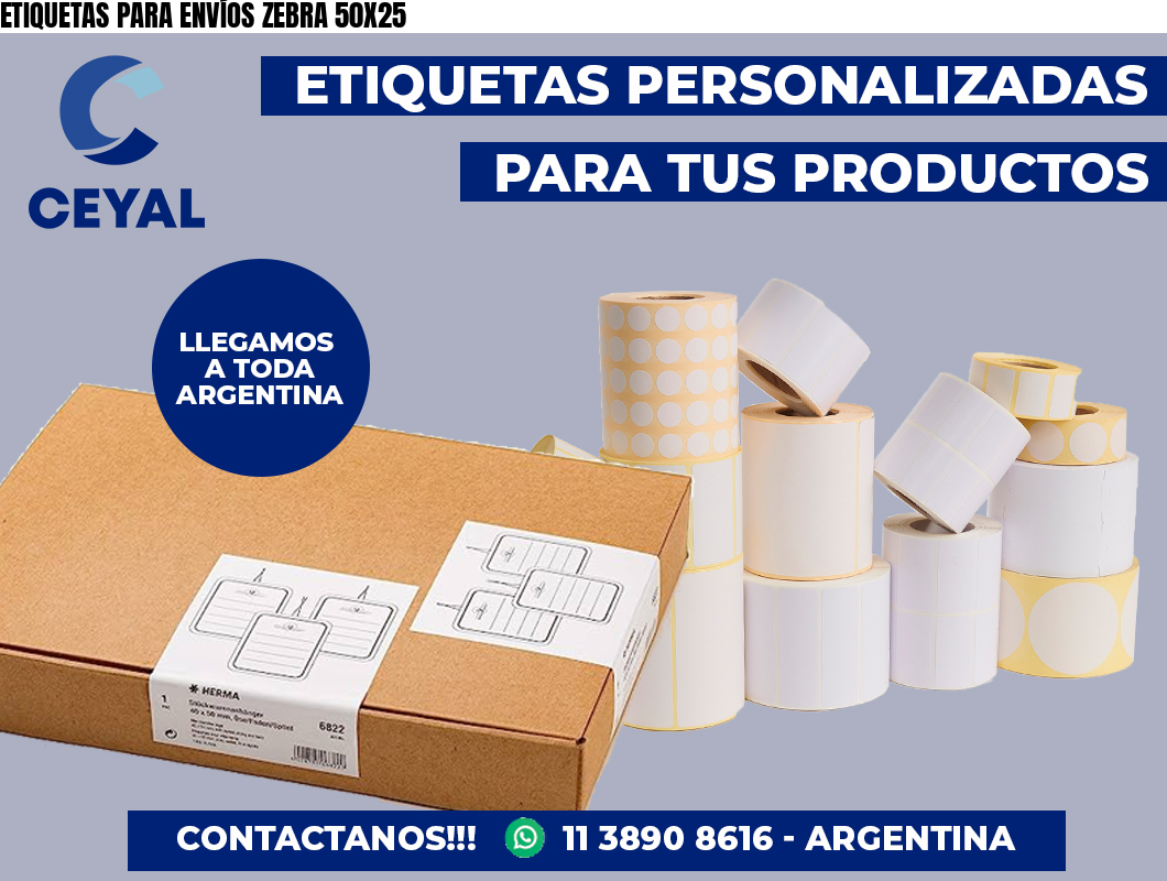 ETIQUETAS PARA ENVÍOS ZEBRA 50X25