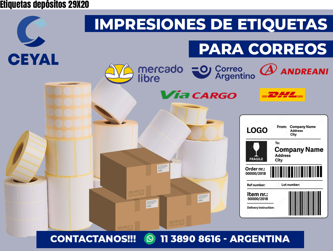 Etiquetas depósitos 29X20