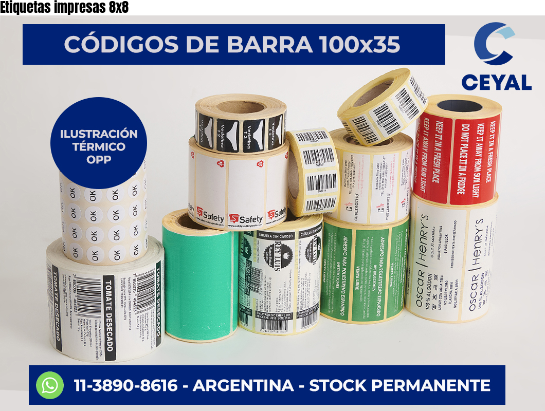 Etiquetas impresas 8×8