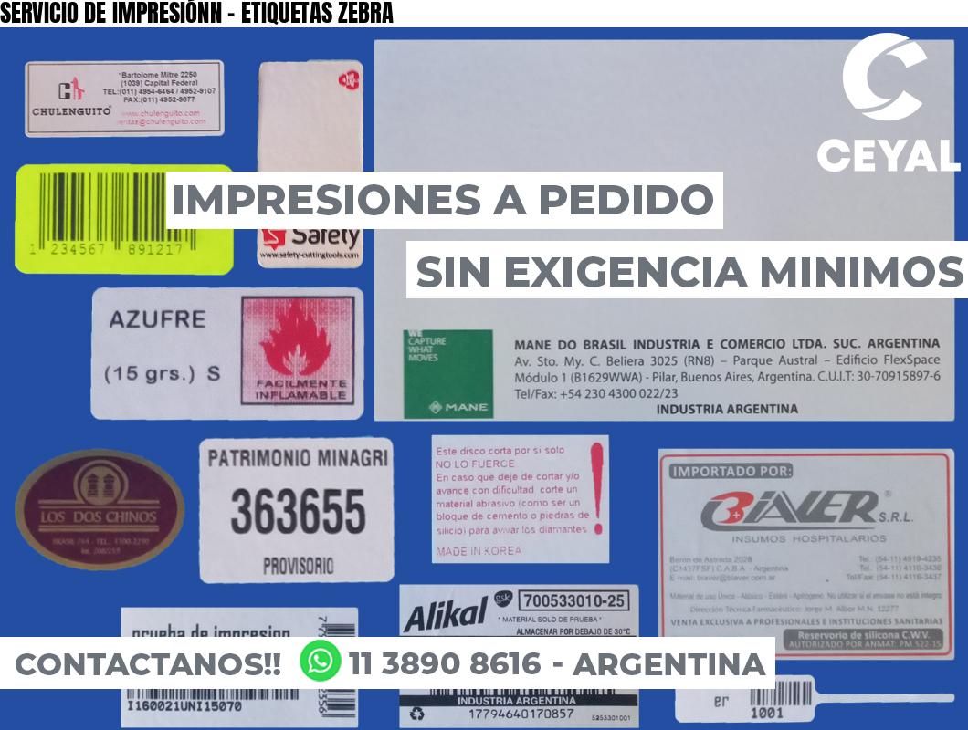 SERVICIO DE IMPRESIÓNN – ETIQUETAS ZEBRA