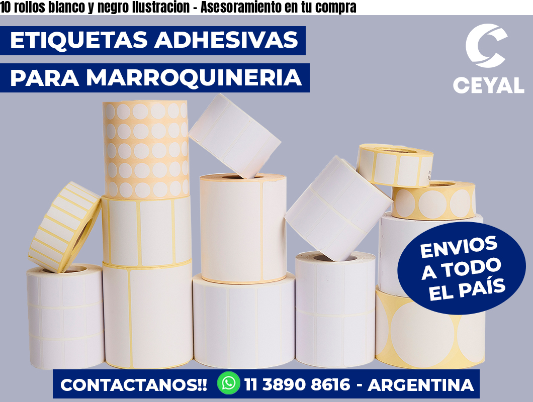 10 rollos blanco y negro Ilustracion - Asesoramiento en tu compra