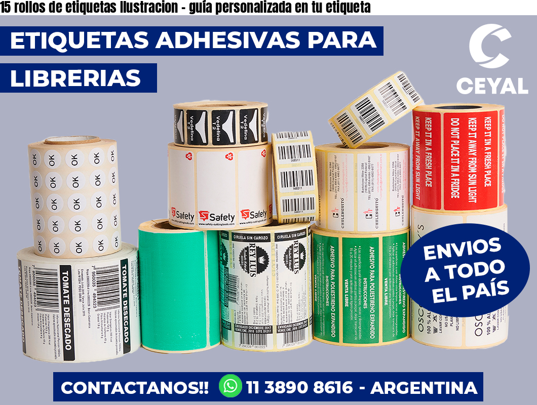 15 rollos de etiquetas Ilustracion - guía personalizada en tu etiqueta