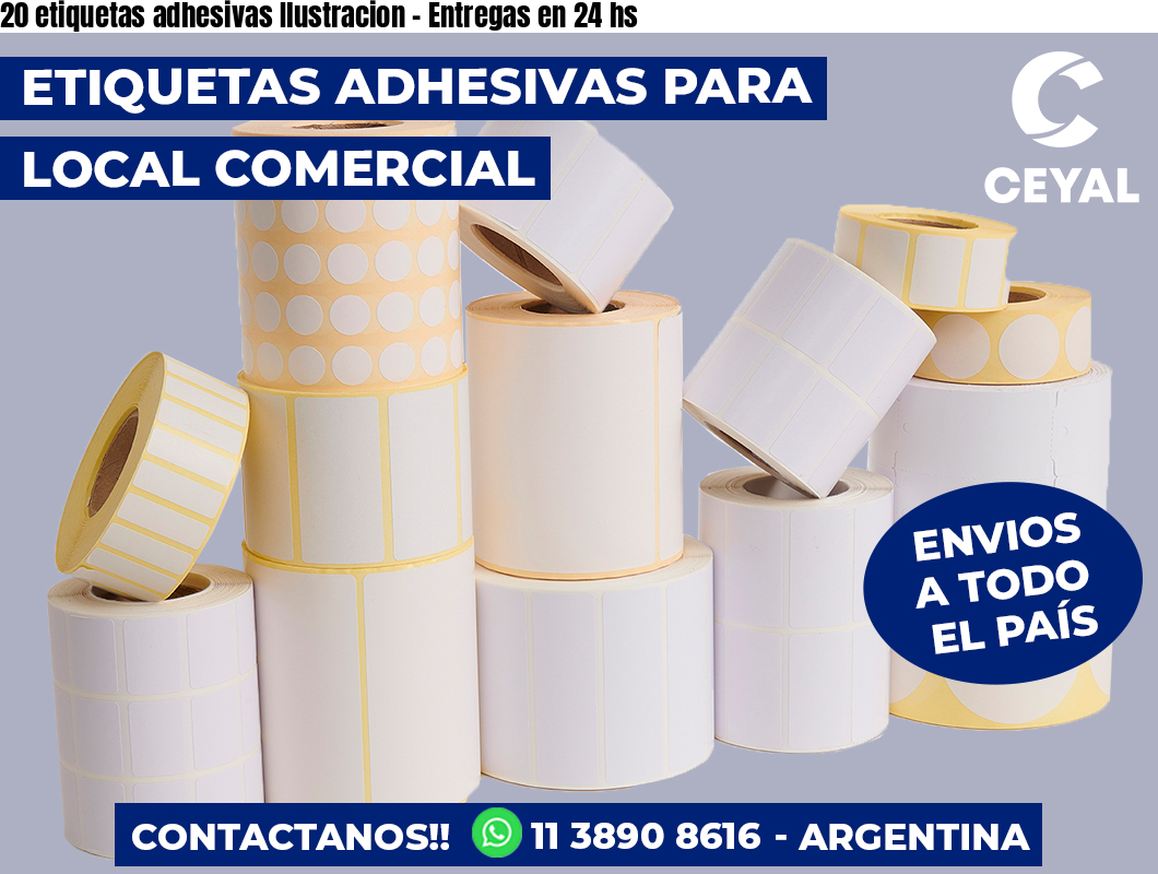 20 etiquetas adhesivas Ilustracion - Entregas en 24 hs