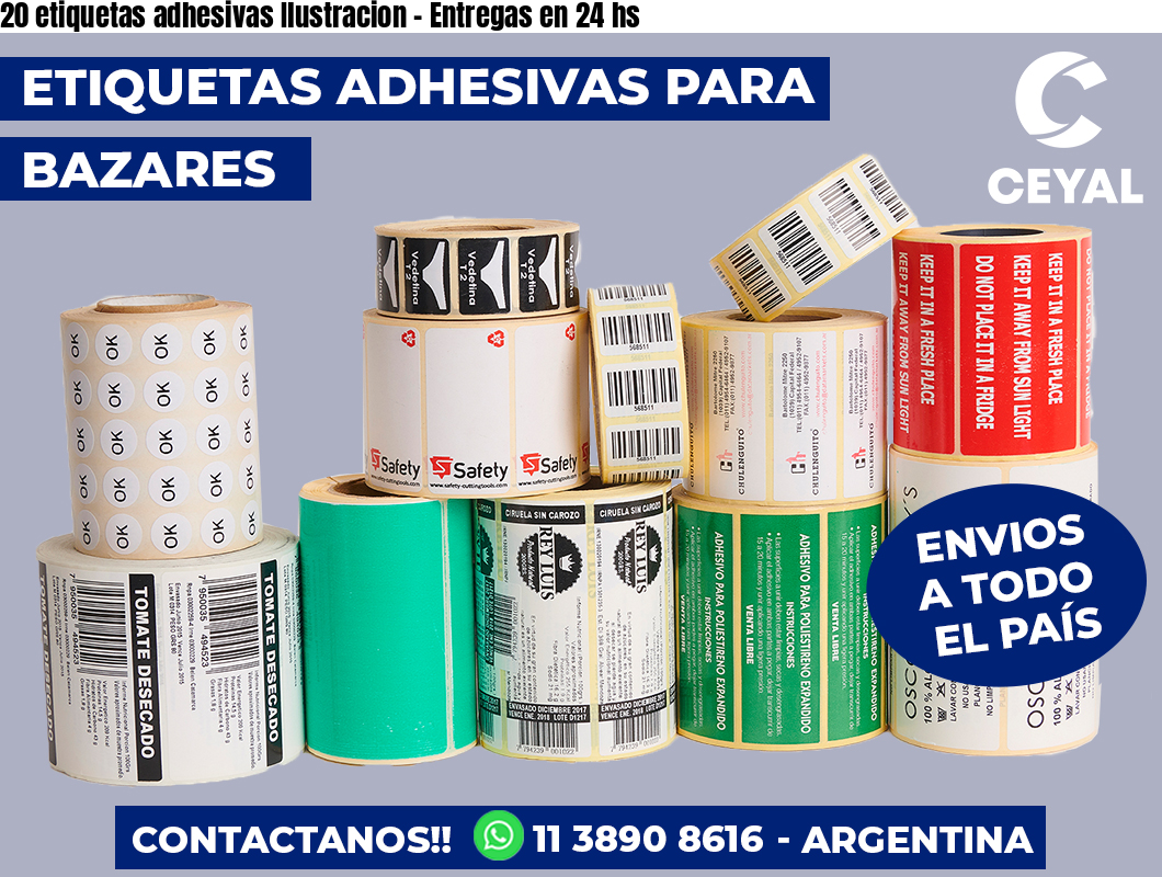 20 etiquetas adhesivas Ilustracion – Entregas en 24 hs