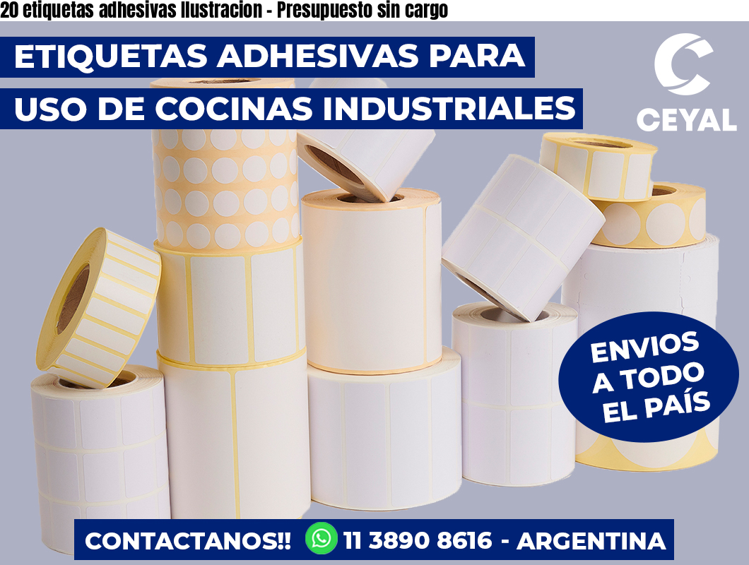 20 etiquetas adhesivas Ilustracion - Presupuesto sin cargo