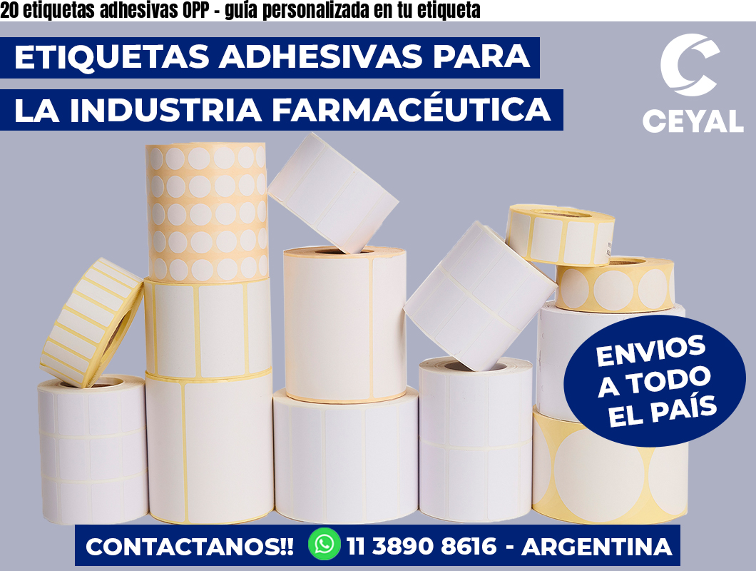 20 etiquetas adhesivas OPP - guía personalizada en tu etiqueta