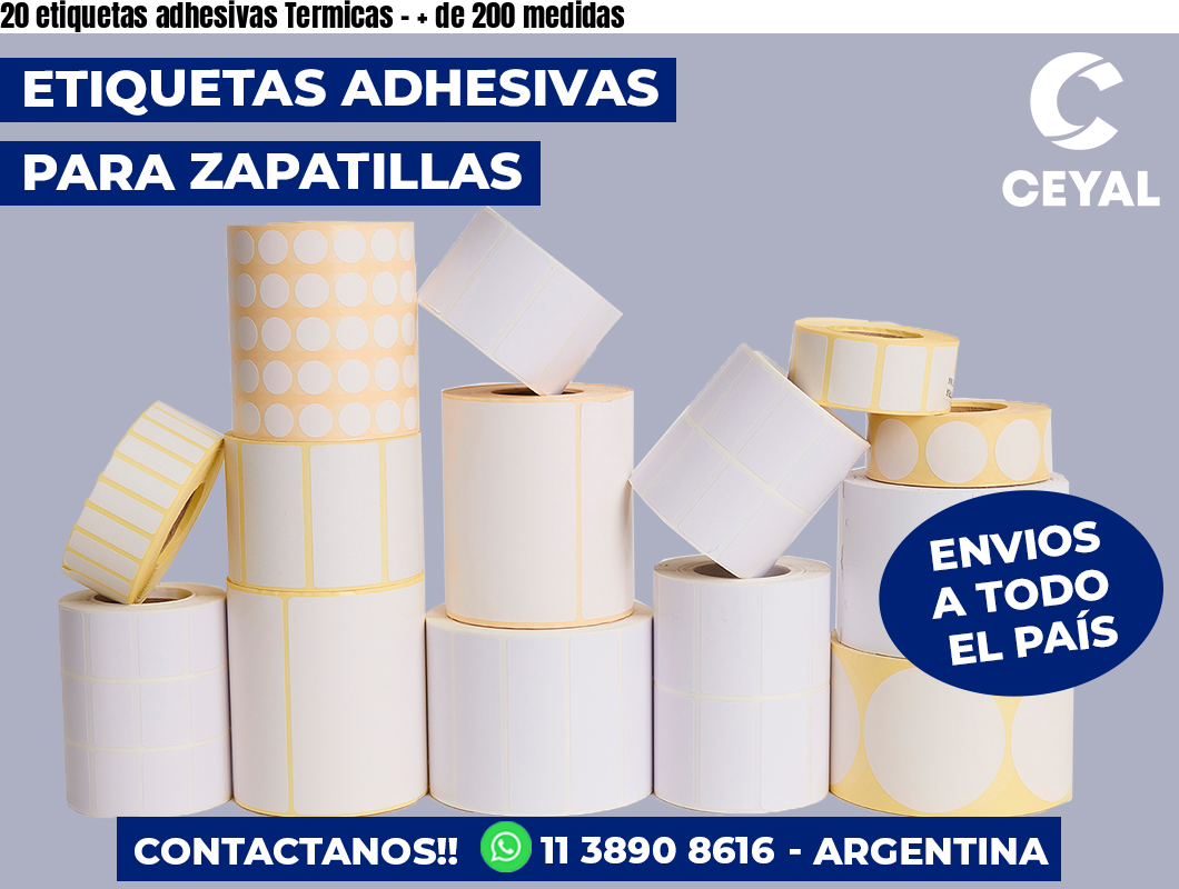 20 etiquetas adhesivas Termicas - + de 200 medidas