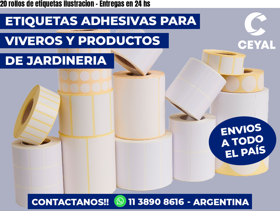 20 rollos de etiquetas Ilustracion - Entregas en 24 hs
