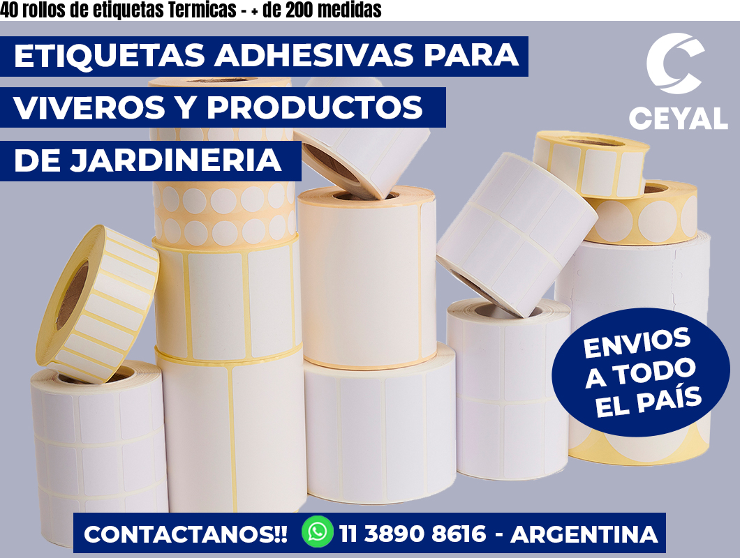 40 rollos de etiquetas Termicas – + de 200 medidas