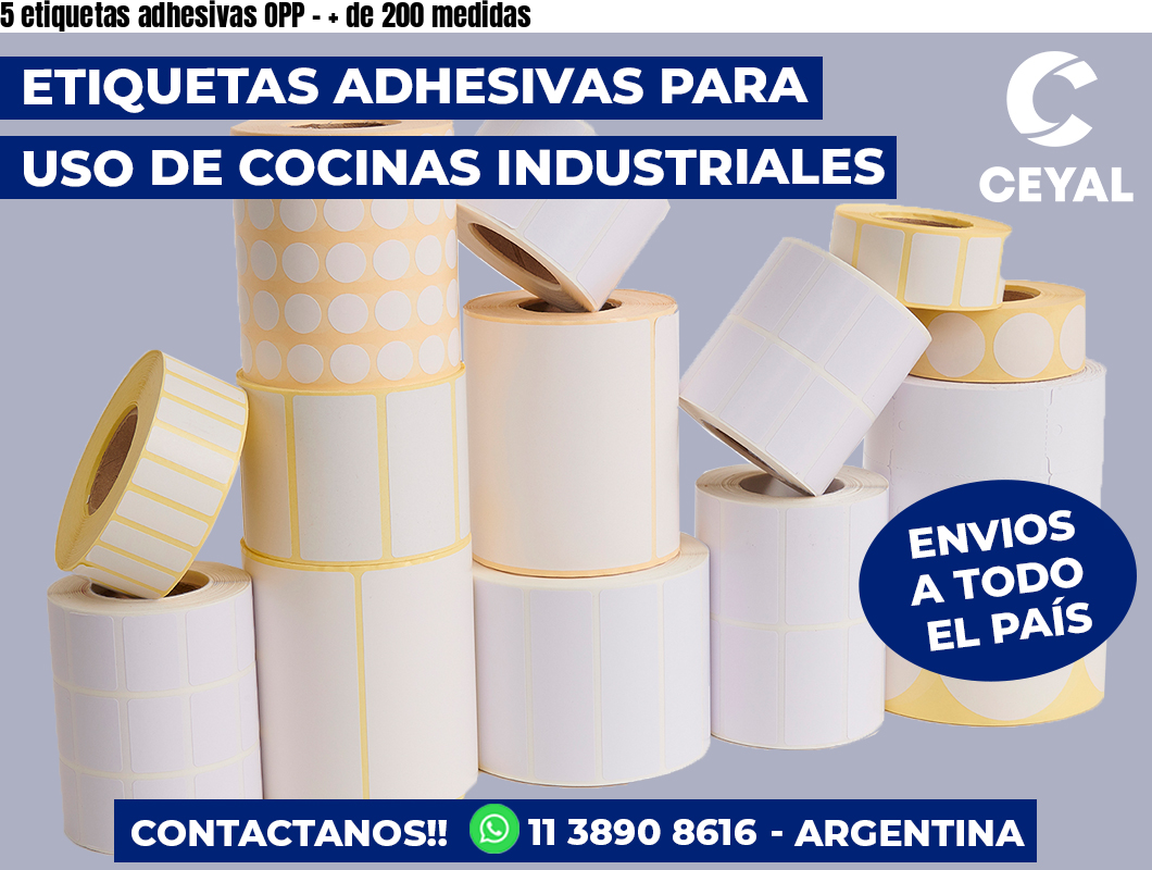 5 etiquetas adhesivas OPP - + de 200 medidas