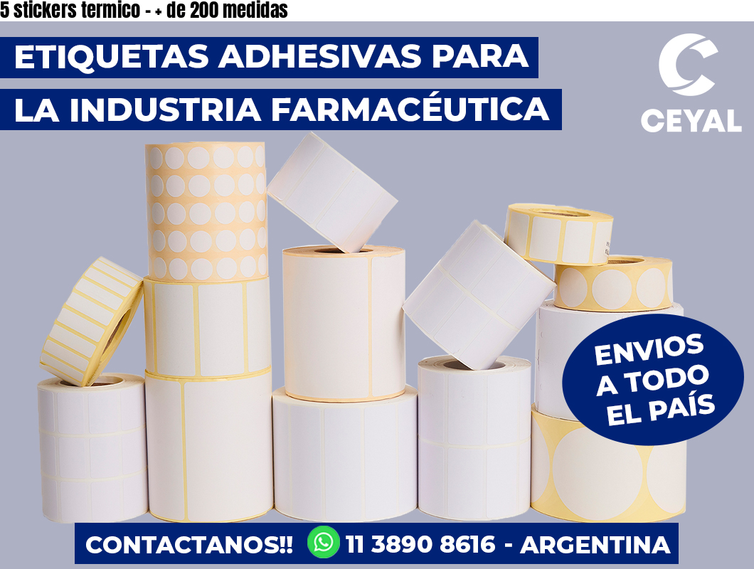 5 stickers termico - + de 200 medidas