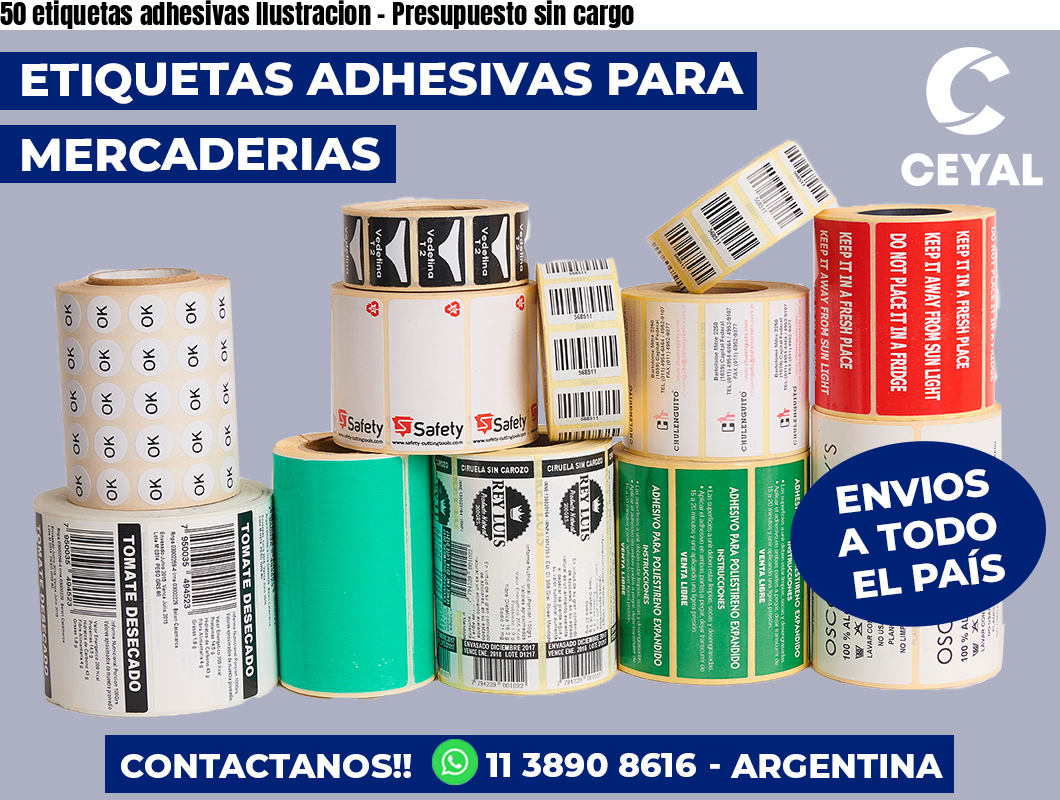 50 etiquetas adhesivas Ilustracion - Presupuesto sin cargo