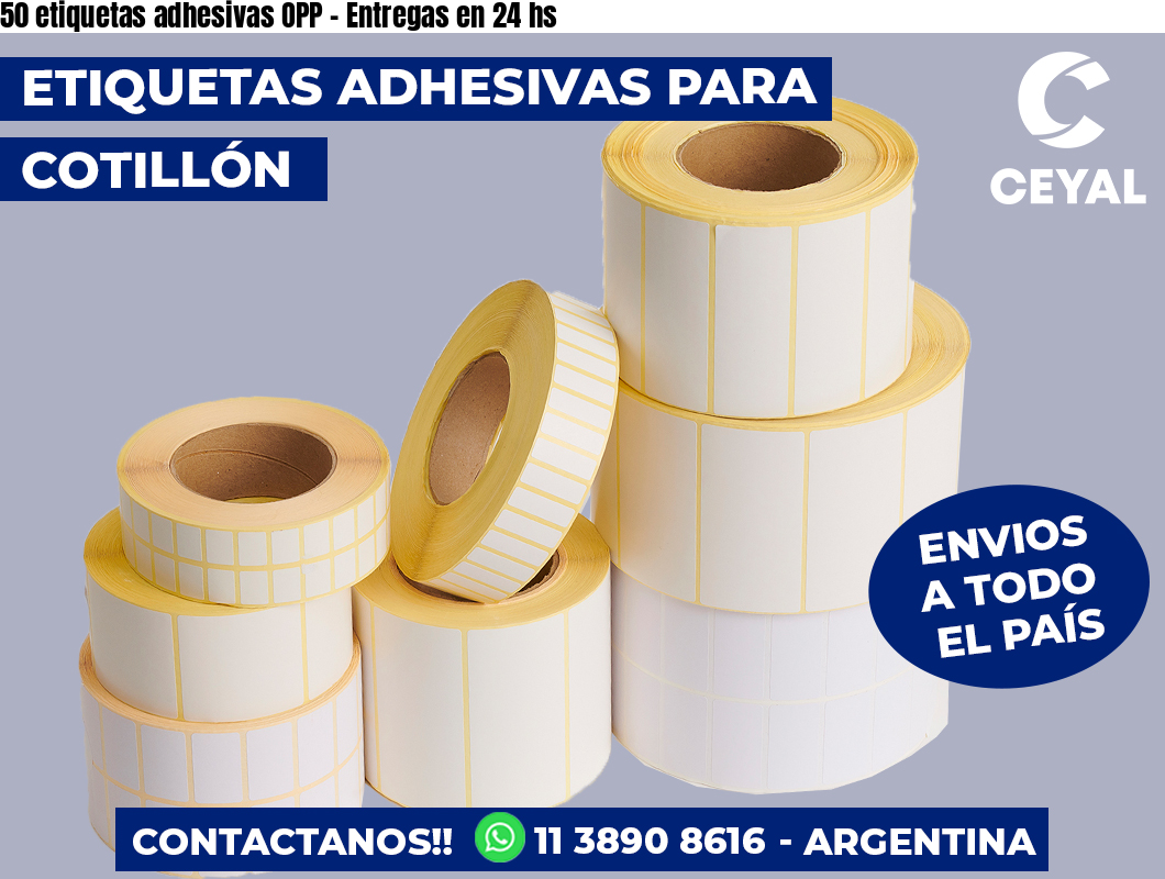 50 etiquetas adhesivas OPP - Entregas en 24 hs
