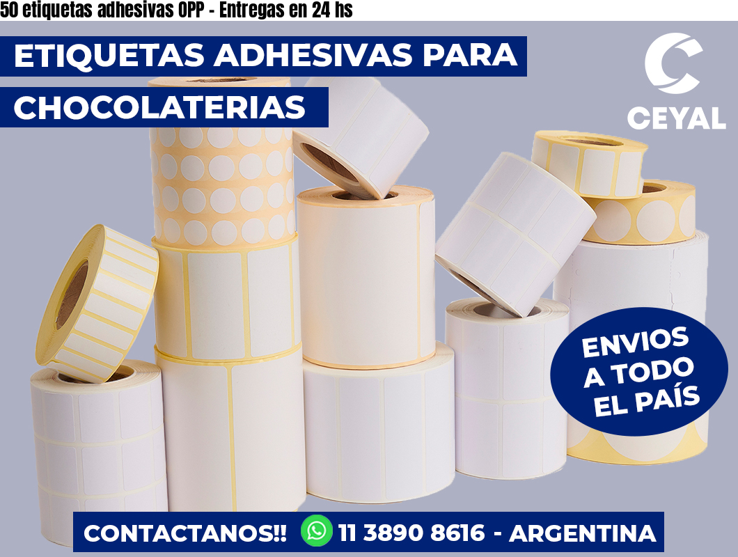 50 etiquetas adhesivas OPP – Entregas en 24 hs