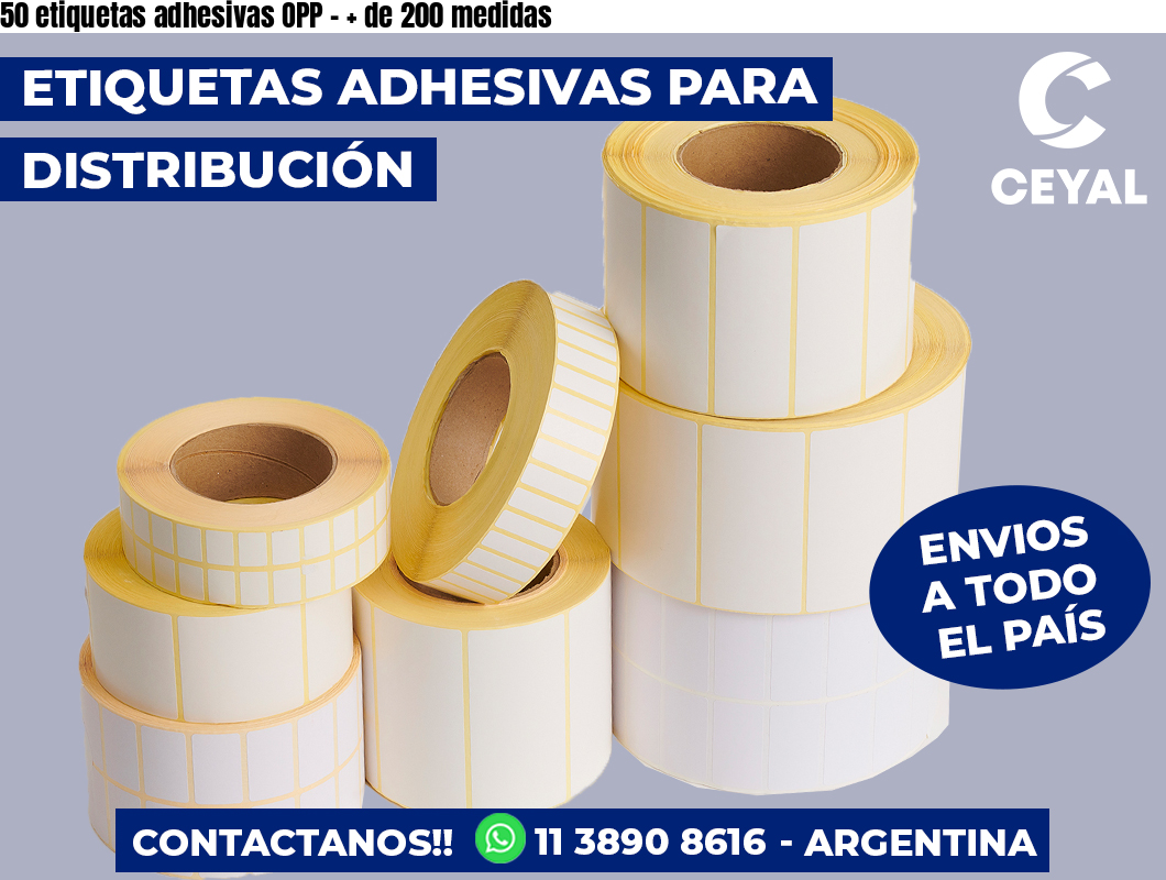 50 etiquetas adhesivas OPP - + de 200 medidas