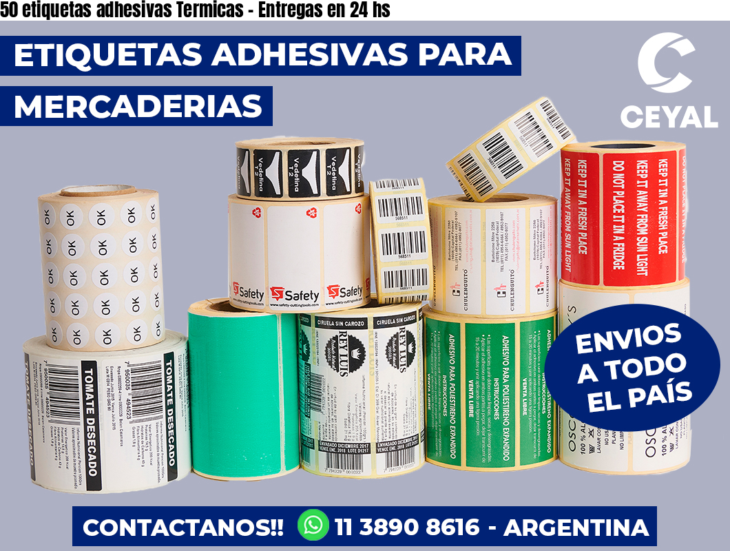 50 etiquetas adhesivas Termicas - Entregas en 24 hs