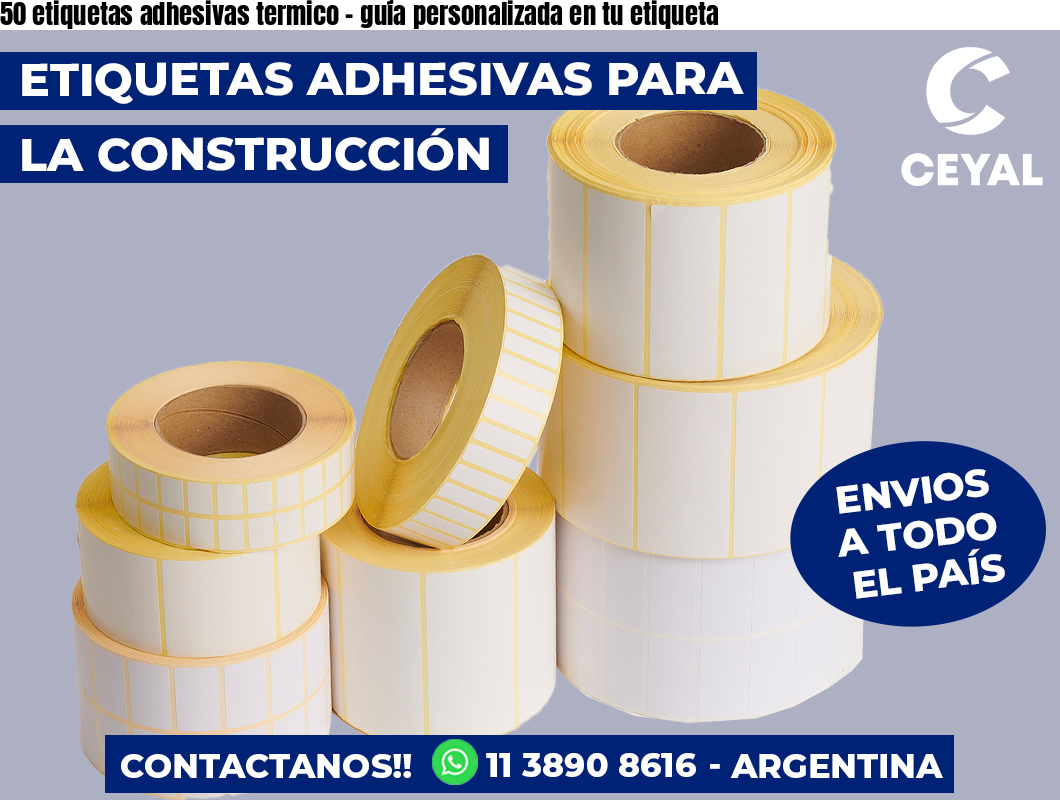 50 etiquetas adhesivas termico - guía personalizada en tu etiqueta