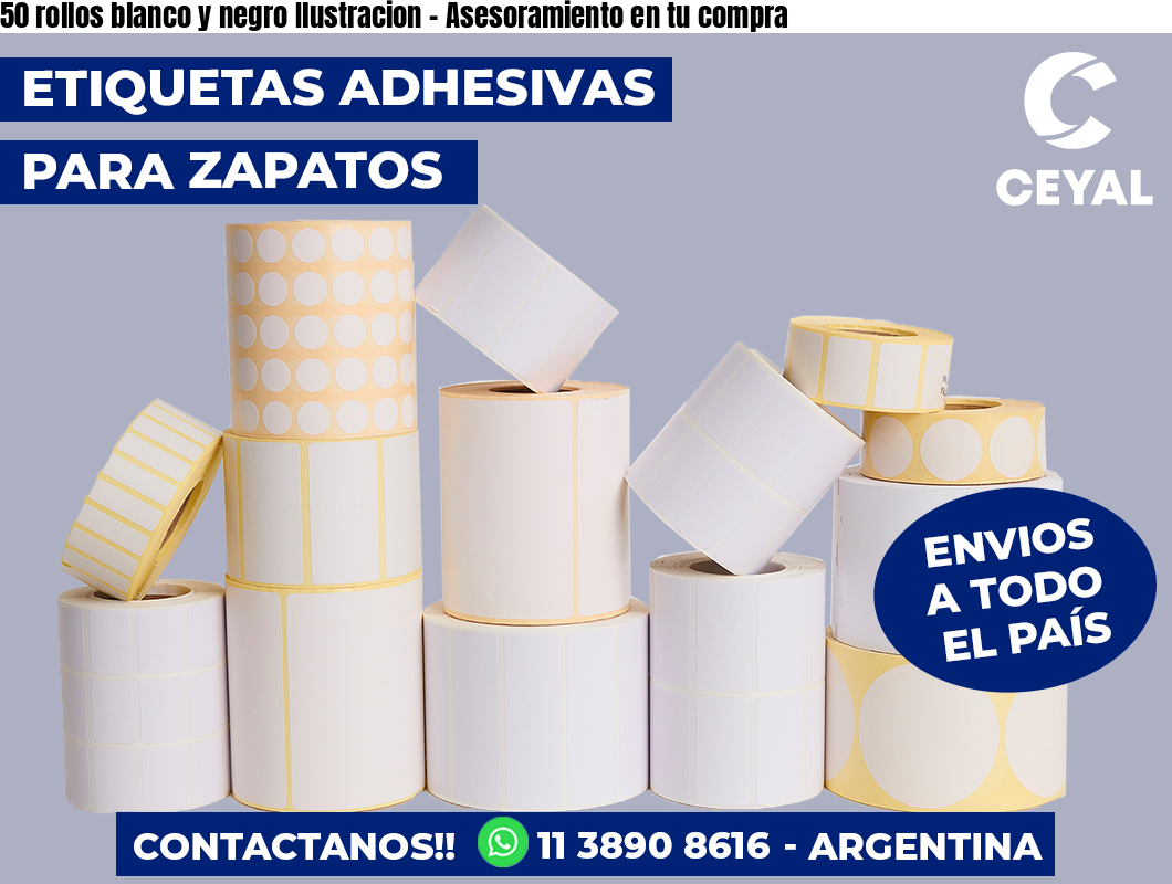 50 rollos blanco y negro Ilustracion - Asesoramiento en tu compra