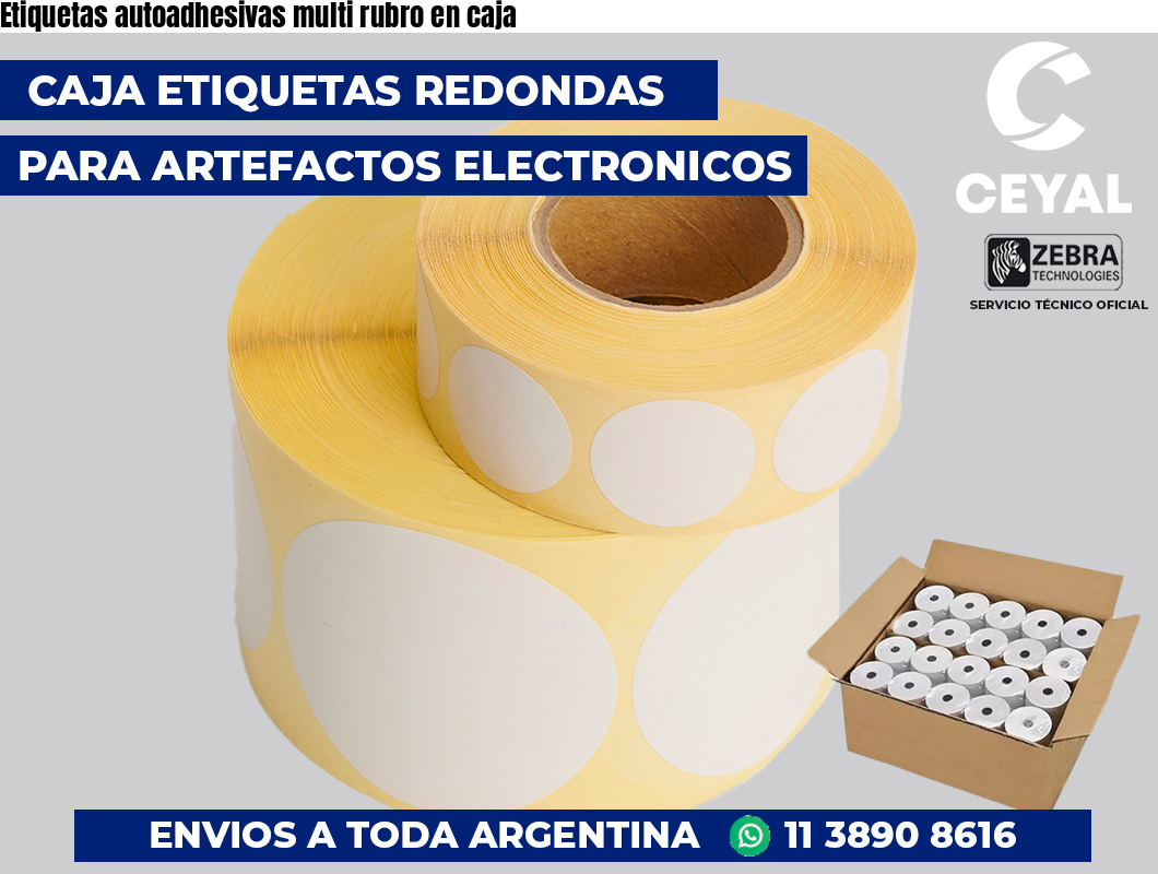 Etiquetas autoadhesivas multi rubro en caja
