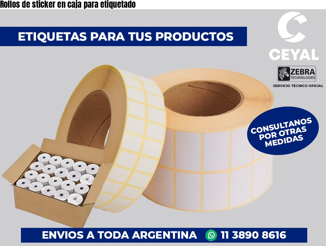 Rollos de sticker en caja para etiquetado