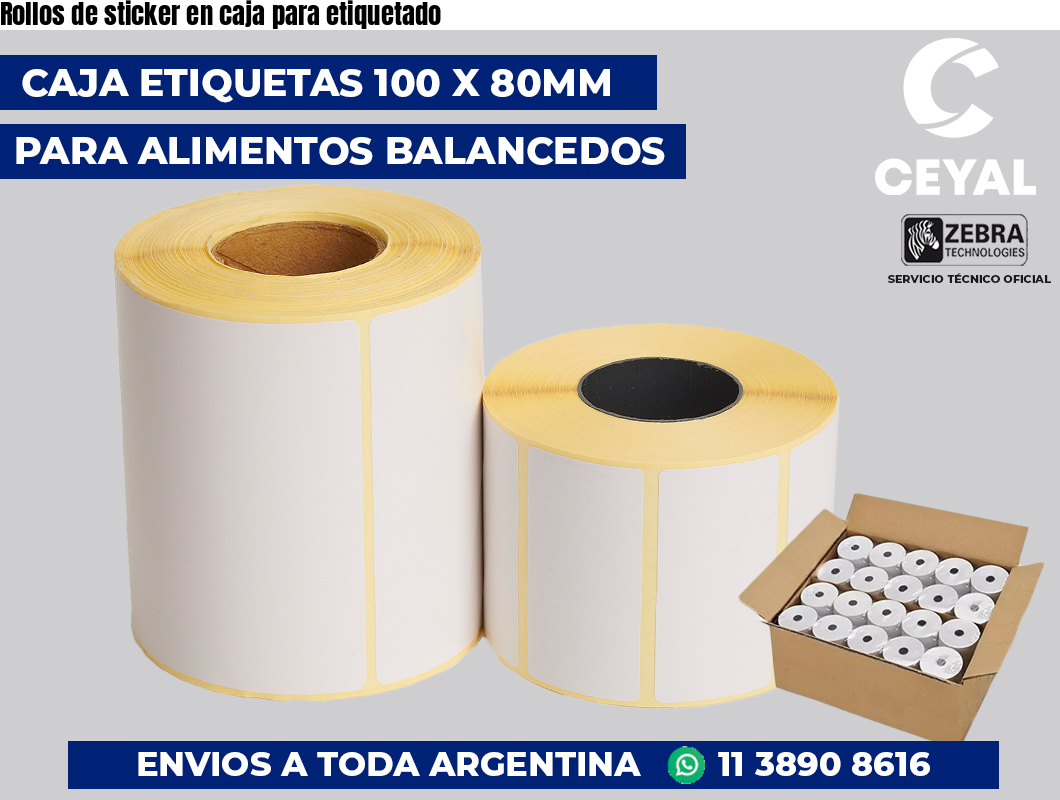Rollos de sticker en caja para etiquetado