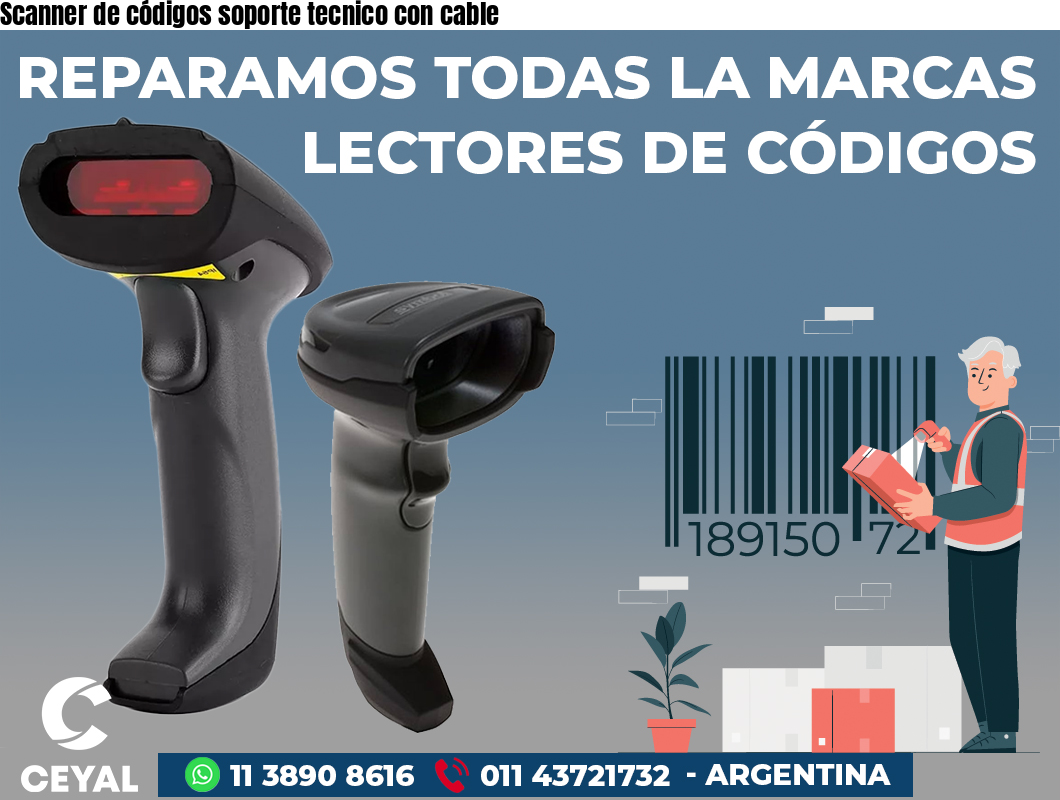 Scanner de códigos soporte tecnico con cable